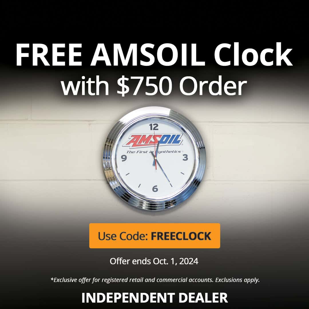 Free AMSOIL clock with order of $750 or more